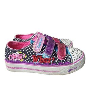 Skechers Twinkle Toes Low Top Sneakers Pink Purple Sparkles Size 2